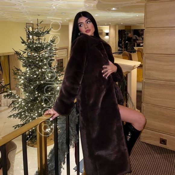 NWT RARE LONG FAUX FUR COAT ZARA CHOCOLATE BROWN - Picture 1 of 12